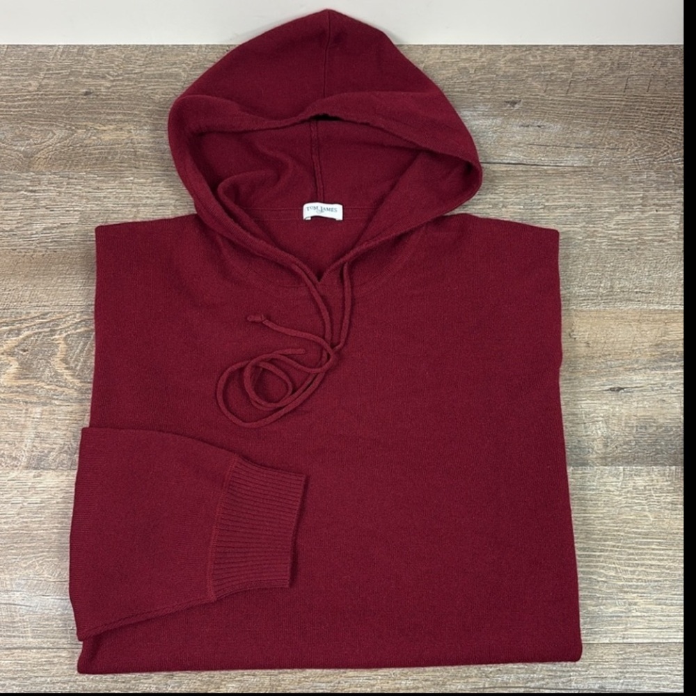 Tom James 100% Cashmere Hooded Sweater 3XL -Cranberry Red